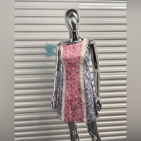 Lilly Pulitzer Delia Indigo Star Crush Print Vintage Dobby Shift Dress Size 6 - Picture 6 of 10